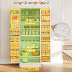 65.5" Kitchen Pantry Cabinet, Freestanding Storage Cabinet with Doors and Adjustable Shelves, 16-Tier Door Shelves with Baffle, Wooden Buffet Cupboard for Dining Room Living Room (White)