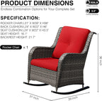 Joyside Outdoor Rocking Chair, Wicker Patio Furniture with High Back, Deep Seating, Wide Armrest, Thickened Cushions, Outdoor Rattan Furniture for Deck, Porch Use