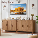 Joaxswe Sideboard Buffet Cabinet with Storage, 46" Arc-Shaped Credenza with 3 Doors & Adjustable Shelves, Mid Century Modern Coffee Bar Cabinet for Kitchen, Living Room, Entryway, Darkwood