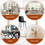 Black Dining Chairs Set of 4, Modern Faux Leather Upholstered Kitchen Side Chairs with Curved Back, Sturdy Metal Legs, for Dining Room, Living Room, Office, Black