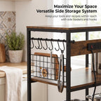 Antok Kitchen Baker's Rack with Power Outlets & USB Ports, 4-Tier Adjustable Microwave Stand, Industrial Kitchen Storage Shelf with Side Wire Baskets