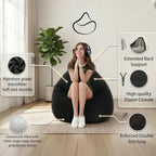 Gouchee Home Easy Collection Contemporary Polyester Upholstered Oversized Bean Bag Chair, Emerald