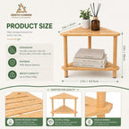 Corner Shower Stool for Shaving Legs, Corner Organizer | Waterproof, Durable, Bamboo, 2-Tier, Easy Assembly
