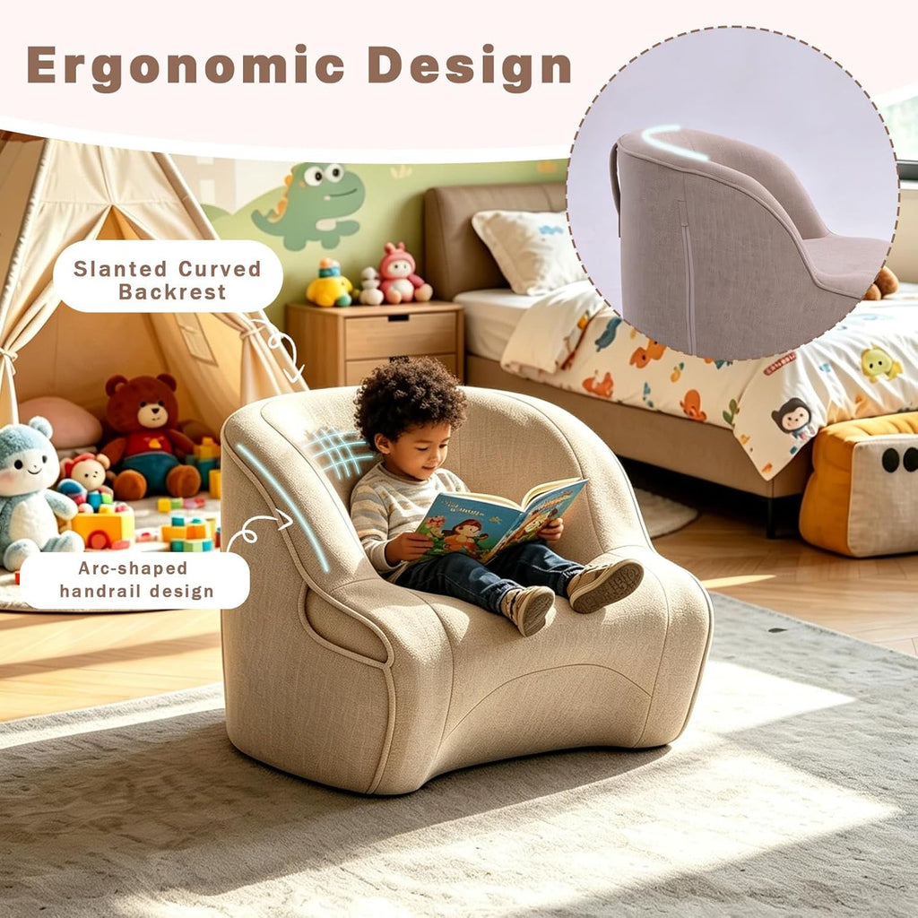 Kids Bean Bag Chair, Toddler Couch with Storage Pocket, Soft Foam Baby Lounger for Playroom, Space-Saving Floor Chair for Boys & Girls (Child's Chair)