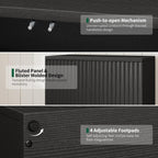 Fluted Sideboard Buffet Cabinet with Storage, Wood Sideboard Cabinet with Doors, Small Credenza Buffets & Sideboards for Kitchen, Accent Cabinets for Entryway Living Room Hallway Home, Black