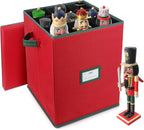 Christmas Nutcracker and Figurine Collectible Storage Box ,Christmas Storage Box with Adjustable Dividers, Holiday Decor Organizer Holds Up to 16’’ Tall Ornaments,Ideal for Nutcrackers and Figurines