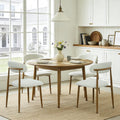 FREKEN Modern Upholstered Dining Chairs Set of 4, Mid-Century Metal Frame with Wood Grain, Linen Fabric Side Chair for Kitchen Dining Room, 350lbs Capacity, Beige