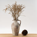 LUKA Ceramic Rustic Farmhouse Vase,9.25 inch Terracotta Vase with Handle,Neutral Tall Clay Vases Decorative Vases for Living Room,Table,Shelf Decor(Brown,L)