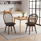Giantex Windsor Dining Chairs Set of 2, Farmhouse Swivel Kitchen Chairs with Spindle Back, Solid Rubber Wood Frame, Mid Century Armless Dining Room Chairs for Home Kitchen Restaurant, Walnut