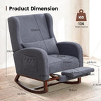 Nursery Rocking Chair,Rocking Chair with Foot Rest,Nursery Rocker Comfy Glider Nursing Chair with Back Pillow for Living Room,Bedroom,Dark Grey