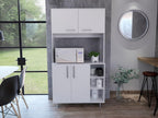 Modern Kitchen Pantry, Storage Cabinet with 4 Dooes,White, Particle Board, for Dining Room, Easy to Clean