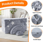 MeMoreCool Toddler Foam Climbing Couch – Modular Kids Sofa with Slide & Stairs | Convertible Sectional Play Couch for Babies & Toddlers, Glow‑in‑the‑Dark Stars, Soft Foam Playroom Furniture
