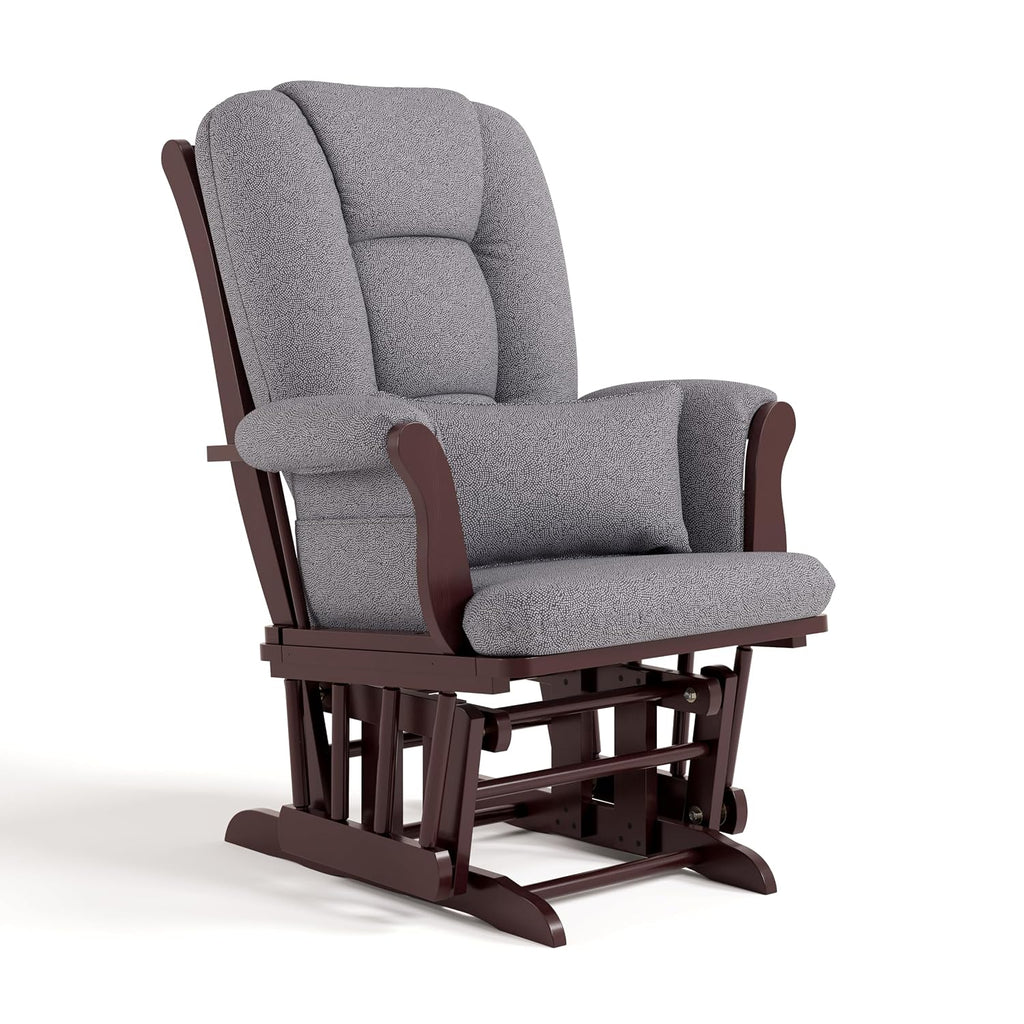 Storkcraft Tuscany Glider & Ottoman with Lumbar Pillow, Espresso/Gray Swirl