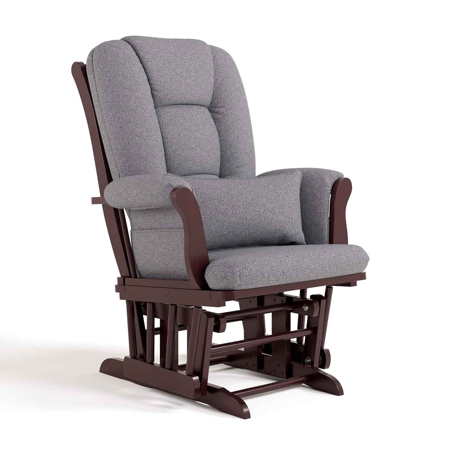 Storkcraft Tuscany Glider & Ottoman with Lumbar Pillow, Espresso/Gray Swirl