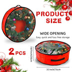 Pwsap 2 Pack Christmas Wreath Storage Container - 30 Inch, Garland Storage, Christmas Large Wreath Storage Container Cover, Durable Tarp Material, Dual Zipper Storage Bag for Xmas Holiday, Red