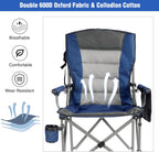 REDCAMP Oversized Tall Camping Chair for Adults, 330lbs Portable High Folding Directors Chair, Foldable Bar Height Stool with Side Pocket for Lawn Sport, Blue
