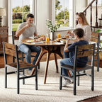 RALGEND Dining Chairs Set of 4, Rustic Wooden Kitchen Chairs with Backrests and Metal Frame, Modern Farmhouse Dinner Chairs for Kitchen, Easy Assembly, Living Room, Dining Room, Rustic Brown and Black