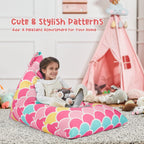 Stuffed Animal Storage Bean Bag Chair Cover for Kids Teens (No Filler) 250L Washable Large Beanbag Cover for Kids' Room Organizing Plush Toys or Home Living Room Textile,Mermaid