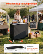 VEVOR Folding Portable Bar Table, 38.6 x 15.2 x 34.3 in, with Carry Bag, Storage Shelf, and Detachable Skirt, Quick and Easy Setup, Foldable Mobile Bartending Station for Events, Party, Tradeshow