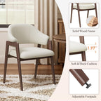 MALOL Wooden Dining Chairs Set of 4, Modern Fabric Upholstered Dining Room Chair, Kitchen Side Chairs, Farmhouse Dinner Chair with Curved Open Back for Kitchen, Beige