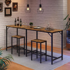 YATINEY 70.9" Bar Table and Chairs Set, Dining Table and Chair Sets, 3 Piece Counter Height Table and 2 Stools, Kithcen Table for Home Restaurant, Bar, Rustic Brown BT09BR