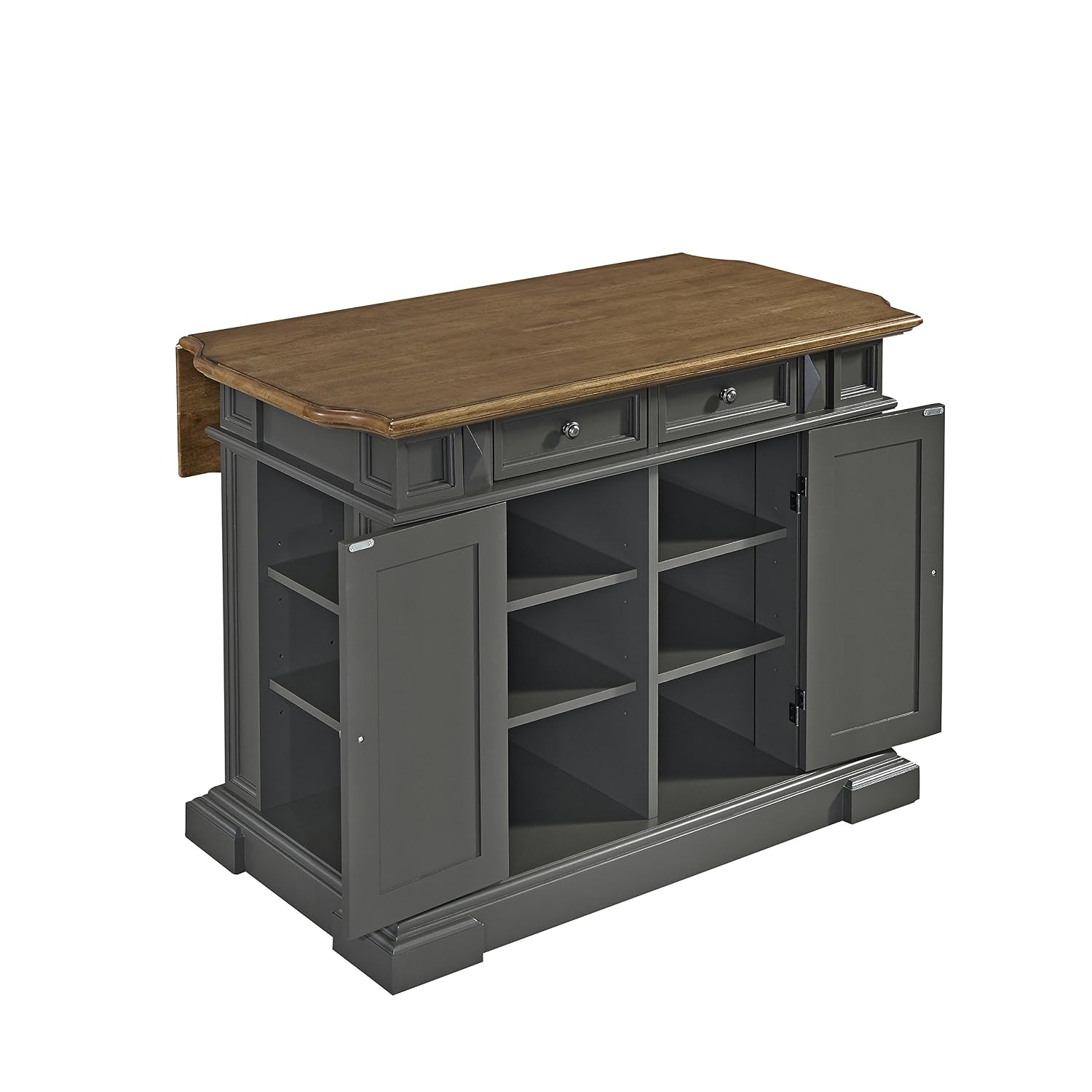 Homestyles Americana Gray Kitchen Island with Drop Leaf Breakfast Bar