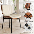Dining Chairs Set of 2, Mid Century Modern Dining Room Chairs, Upholstered Faux Leather Kitchen Chairs with Walnut Bentwood Back and Metal Legs for Kitchen Dining Room Living Room, PU Beige