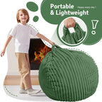 Homguava 2FT Bean Bag Chair, 2' Small Bean Bags with Memory Foam Filled, Beanbag Chairs with Machine Washable Cover Dutch Corded Plush Cover for Classroom,Living Room,Bedroom-Dark Green