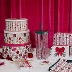 Martha Stewart Metal Cookie Tins, 3-Piece Nesting Set, Small, Medium & Large, Christmas Containers for Gift & Storage (Ornaments and Bows)