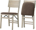 Stakmore Comfort Curve Wood Folding Chairs Set of 2, Padded Upholstered Seat, Solid Hardwood Dining & Card Table Chairs, Space Saving, No Assembly, Driftwood Frame with Bravado Aztec Fabric