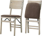 Stakmore Comfort Curve Wood Folding Chairs Set of 2, Padded Upholstered Seat, Solid Hardwood Dining & Card Table Chairs, Space Saving, No Assembly, Driftwood Frame with Bravado Aztec Fabric