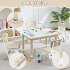 DOREROOM Kids Table and 4 Chairs Set, Height Adjustable (17.7"-26.1") Toddler Table and Chair Set, Multi-Activity Table with Graffiti Desktop, Children’s Table and Chairs for Classroom, Home & Daycare