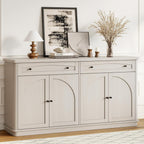 ONBRILL 63 Inch Buffet Cabinet with Storage, Curved Sideboard Cabinet with 2 Drawers and 4 Arched Doors, Storage Cabinets with Adjustable Shelves, Sideboard Buffet for Living Room, Kitchen, Grey Oak