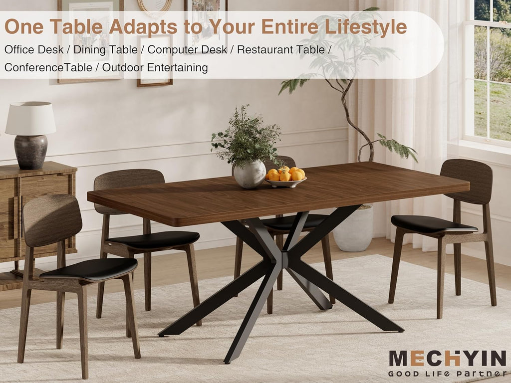 Extendable Dining Room Table for 4 6 8, 55"-70.9" Long Rectangle Kitchen Table,Wood Expandable Dining Table with Butterfly Leaf Self-Storing, Space Saving, For Kitchen Dining Living Room,Modern,Walnut