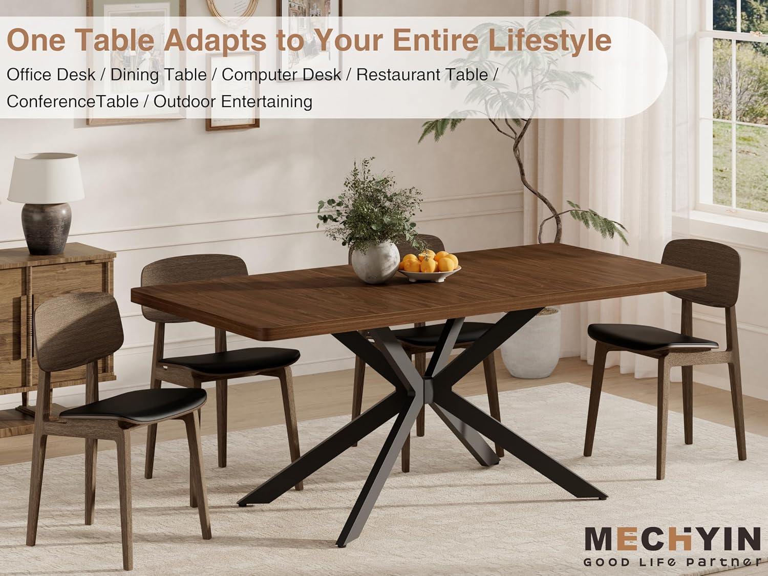 Extendable Dining Room Table for 4 6 8, 55"-70.9" Long Rectangle Kitchen Table,Wood Expandable Dining Table with Butterfly Leaf Self-Storing, Space Saving, For Kitchen Dining Living Room,Modern,Walnut