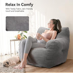 INMOZATA Bean Bag Chair for Adult, 3FT Pre-Filled Soft Teddy Fluffy Lazy Sofa Floor Chair Beanbag for Living Room Playroom Dorm Apartment (Mid-Gray)