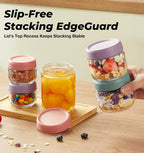 6 Pack Overnight Oats Containers with Lids, Wide Mouth Mason Salad jars 16oz, Glass Jar with Airtight Lids, Salad Meal Prep Jars for Food Storage, Overnight Oats Jars for Milk, Fruit