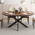 KEIKI 47.2"-63" Extendable Round Dining Table for 4-6, Modern Wooden Kitchen Table with Removable Leaf, Solid Wood Oval Dinner Tables for Dining Room Living Room, Walnut
