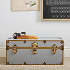 Rhino Trunk & Case Classic Camp & College Trunk with Antique Brass Hardware - 30"x17"x13", 1500+ lbs Capacity - Soft-Close Lid. Strong, USA Made Summer Camp Footlocker and Secure Dorm Storage Chest
