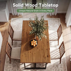 63" Solid Wood Dining Table for 4–6, Rectangular Kitchen & Dining Room Table with Live-Edge Inspired Top, Industrial Dining Table with Heavy-Duty Metal Frame