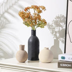 Ceramic Vase Set, Small Rustic Distressed Flower Vase in Pottery Decor, Modern Boho Farmhouse Decor for Pampa Grass, Dried & Fresh Flowers, Decorative Vase for Living Room, Kitchen, Entryway, Black