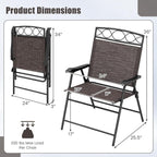 Giantex Set of 4 Patio Folding Chairs, Outdoor Dining Chairs for Camping, Beach, Backyard, Deck, Portable Dining Chair w/Armrest and Metal Frame, 4-Pack (Dark Brown)