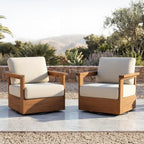 CHITA Patio Acacia 360° Swivel Chair, Outdoor Furniture with 7.7” Thickened Cushions Acacia Wood Frame, Fully Assembled