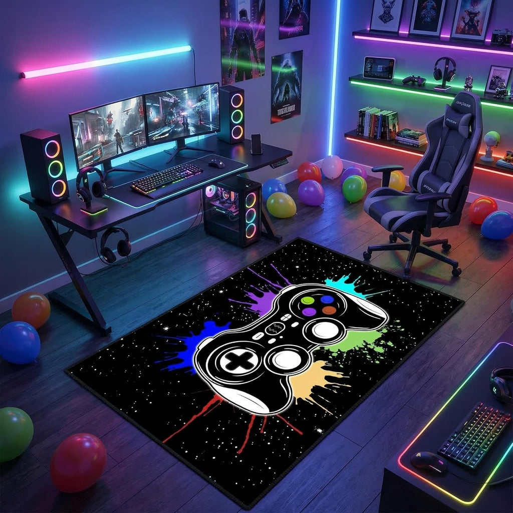 Gamer Rugs for Boys Bedroom Cartoon Painting Gaming Rug for Teens Cool Game Room Decor Gaming Carpet for Dining Living Room Playroom Floor Mats, 2'x3'