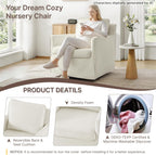 KISLOT Swivel Accent Chair with Ottoman, Rocking Recliner 360 Degree Swivel Armchair Machine-Washable Cover for Nursery Living Room Bedroom