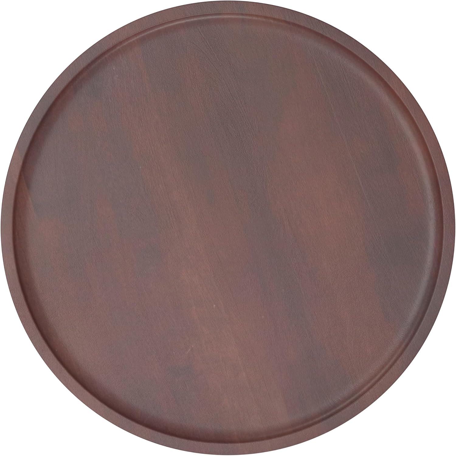 SIMPLIHOME Breanna End Table - 16 inch Wide Solid Mango Wood and Metal Round Accent Table with Textured Base in Walnut Brown and Antique Gold, Contemporary Nightstand for Living Room or Bedroom