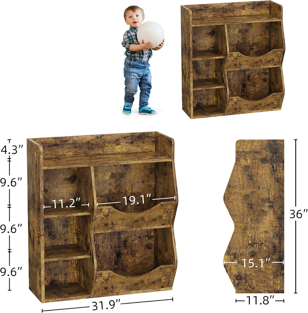 5-Cube Toy & Book Shelf with Storage Bins - Kids Organizer for Playroom, Bedroom, and School Classroom