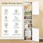 70.8" Tall Bathroom Storage Cabinet Set of 2 with Barn Doors, Narrow Storage Cabinet with Adjustable Shelves & Open Compartments, Slim Floor Cabinet for Bathroom, Kitchen, Entryway, Living Room, White
