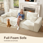 2 Square Cloud Footstool for Living Room, No Assembly Modular Corduroy Convertible Seat, Modern Boneless Style Sofa Accessory for Lounge or Bedroom