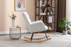 Adulto Teddy Fabric Rocking Chair Outdoor Indoor, Wooden Rocking Chair,A1 | Soft teddy fabric rocking chair with sturdy wooden frame, metal base, and floor protection. Ideal for indoor nursery, li